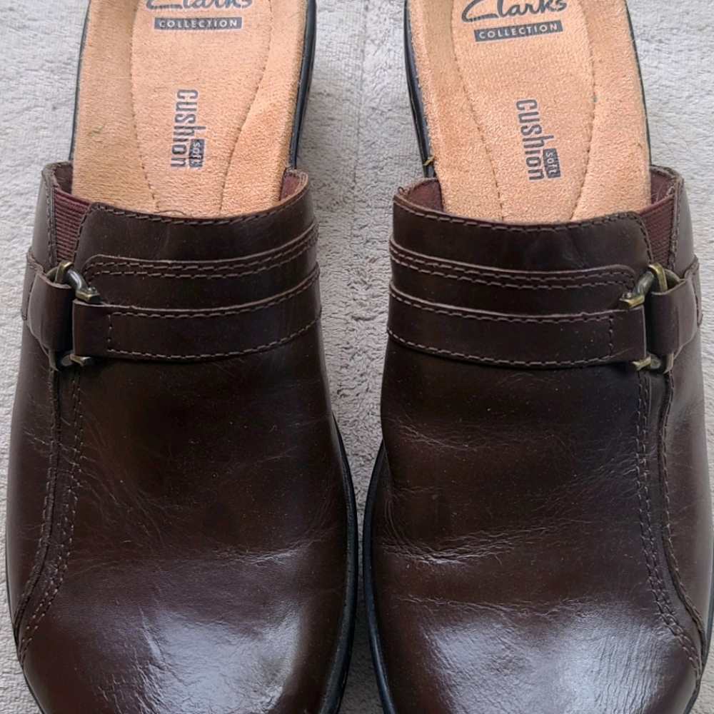 Clarks Collection leather mule shoes